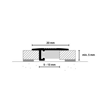 ÜBERGANGSPROFIL UL20X5 ALU SCHWARZ C35